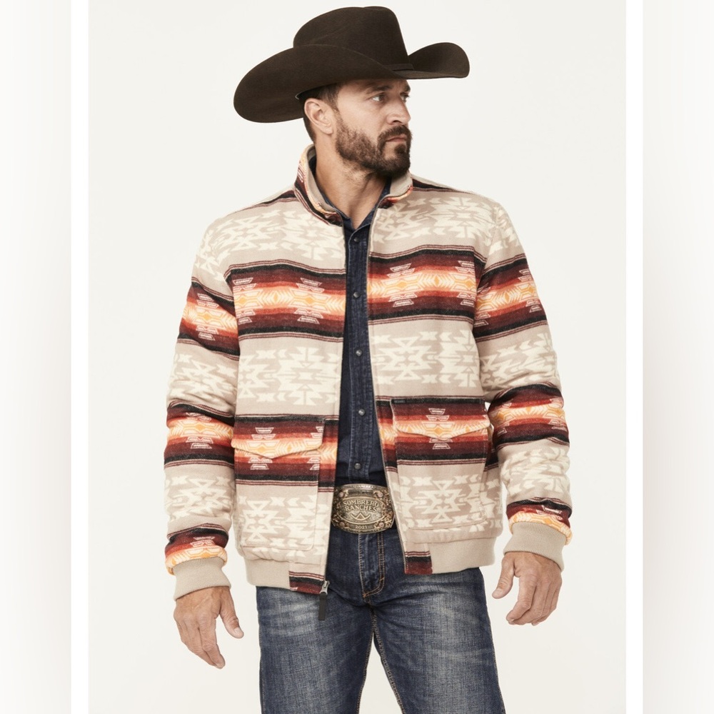 ROCK & ROLL DENIM Men'S Bomber Southwestern Striped Zip Jacket Size L